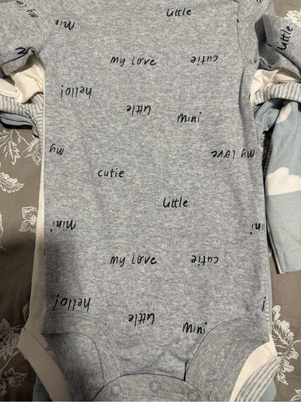 Carter's Light Blue & Cream Cloud, Sun & Moon Long-Sleeve One-Piece (4-Pack)
